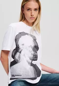 Футболки с принтом Karl Lagerfeld, белый