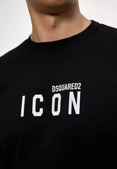 Футболки с принтом LOOSE FIT TEE DSQUARED2 ICON, черный