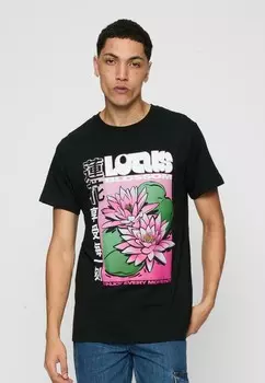 Футболки с принтом LOTUS FLOWER TEE Mister Tee, черный