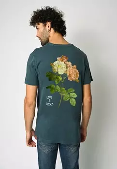 Футболки с принтом LOVE ROSES VINTAGE 2024 Mira Paris, синий