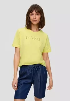 Футболки с принтом MIT LOCHSTICKEREI IM s.Oliver, желтый