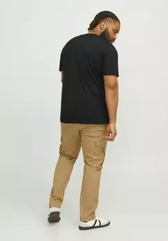 Футболки с принтом PLUS SIZE LOGO Jack & Jones, черный