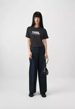Футболки с принтом STACK LOGO KARL LAGERFELD, черный