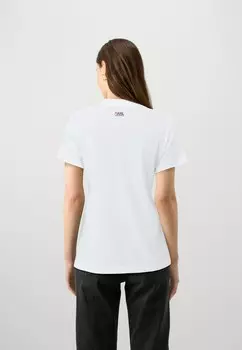 Футболки с принтом STACK LOGO KARL LAGERFELD, белый