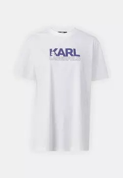 Футболки с принтом STACK LOGO KARL LAGERFELD, белый