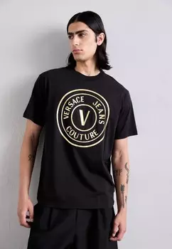 Футболки с принтом Versace, черный