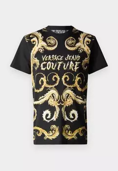 Футболки с принтом Versace, черный