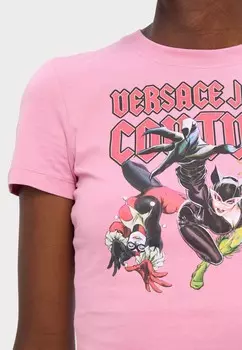 Футболки с принтом Versace, розовый