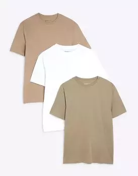 Футболки Slim Fit, 3 шт. в упаковке, многоцветные River Island