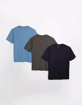 Футболки Slim Fit, 3 шт. в упаковке, многоцветные River Island