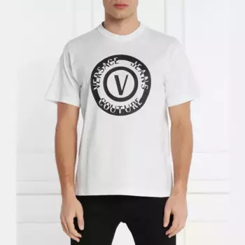 Футболки стандартного кроя с трафаретным принтом Versace, белый