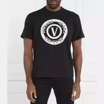 Футболки стандартного кроя с трафаретным принтом Versace, черный
