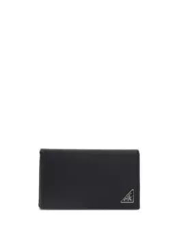 Футляр для карт из кожи Saffiano Prada, черный