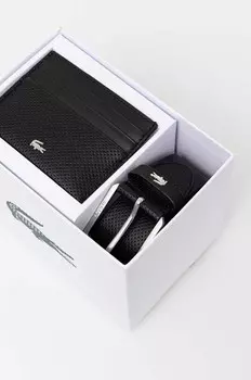 Футляр для карточек и кожаный ремешок Lacoste, черный