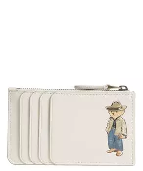 Футляр для кредитных карт из мелкозернистой яловой кожи. Polo Ralph Lauren, белый