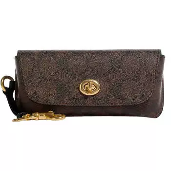 Футляр для солнцезащитных очков Coach Outlet In Signature Canvas, коричневый/черный