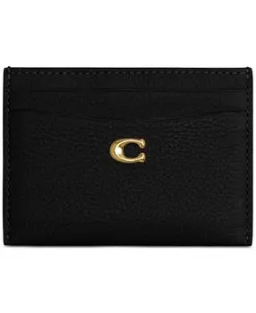 Футляр для визиток Essential из полированной кожи с галькой COACH, черный