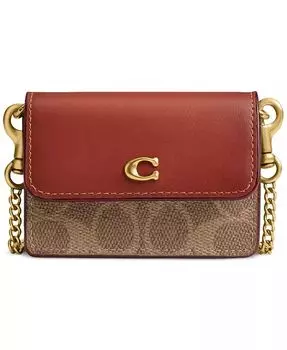 Футляр для визиток Essential с полуклапаном и цветными блоками Coach, бежевый