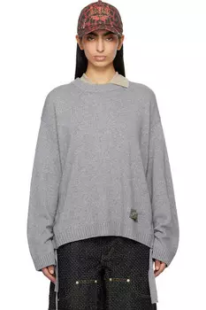 Футуристичный оверсайз свитер из смесовой шерсти Ganni, цвет paloma melange