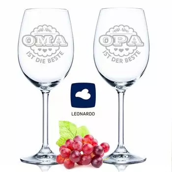 Фужеры Леонардо Бабушка лучшая и Дедушка лучший в наборе - подарок бабушке и дедушке - бабушке и дедушке Gravurzeile