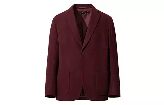 FW20 Jil Sander Collaboration Series Деловой костюм для мужчин Maroon Uniqlo, темно-красный