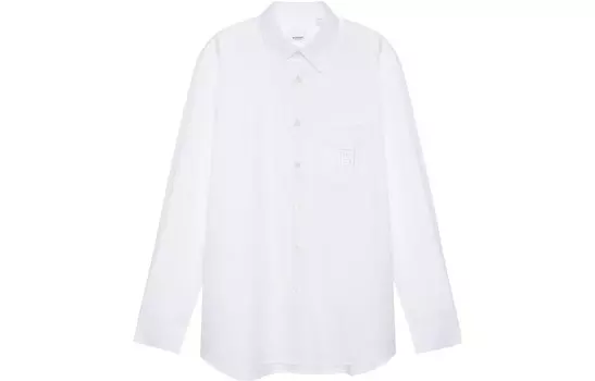 FW22 Мужская рубашка с длинным рукавом и вышитым воротником, белая Burberry, белый