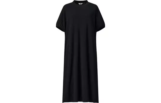 FW23 U Series Платье с короткими рукавами женское черное Uniqlo