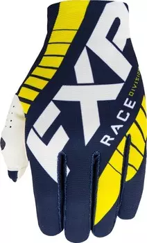 FXR Slip-On Lite MX Gear Мотокросс перчатки, синий/белый/желтый