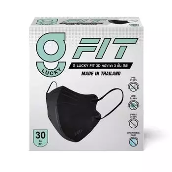 G Lucky Одноразовая маска для лица Fit 3D, 30 шт. (Черный), Black
