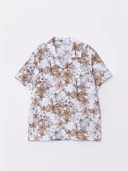 Габардиновая рубашка с короткими рукавами и рисунком для мальчика LCW Kids