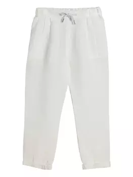 Габардиновые брюки Brunello Cucinelli Kids, белый