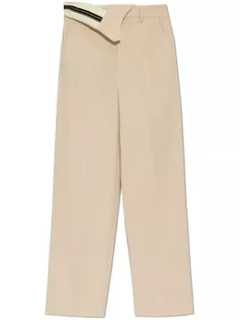 Габардиновые брюки с подворотом FENDI, бежевый