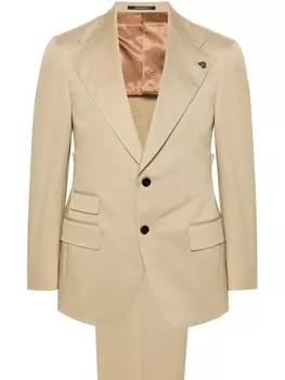 Gabriele Pasini костюм с однобортным пиджаком и брошью, нейтральный цвет
