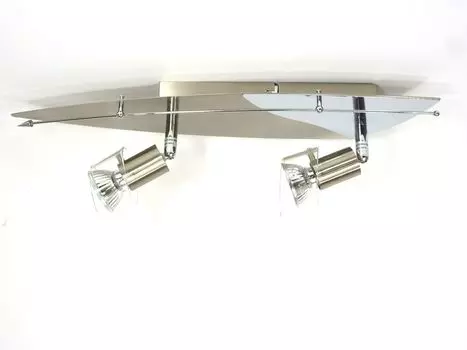 Галогенный точечный светильник со стеклянной вставкой "Слава" 2 пламени Dapo Leuchten, серебро