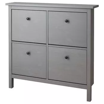 Галошница 4 отделения, серая застекленная, 107х22х101 см, HEMNES IKEA