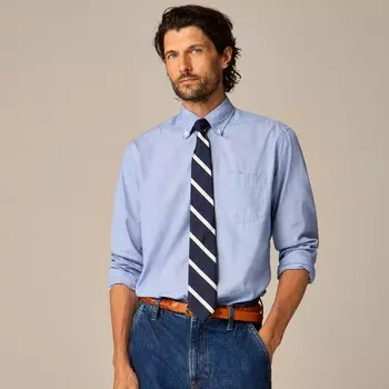 Галстук английский шелковый в диагональную полоску J.Crew, синий