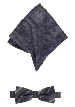 Галстук-бабочка MONTI (комплект, 2 шт.), чистый шелк, с рисунком для особых случаев в коробке, цвет морской волны