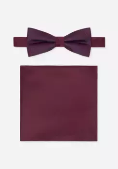 Галстук-бабочка MONTI (комплект, 2 шт.), галстук-бабочка в минималистичный узор, с однотонным нагрудным платком в тон, бордовый