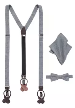 Галстук-бабочка MONTI (комплект, 3 шт.), подтяжки Y-образного дизайна, украшенные аппликацией из искусственной кожи сзади, черный