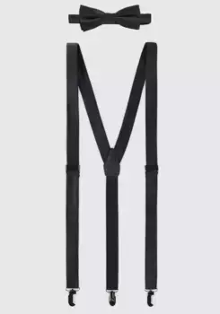 Галстук-бабочка MONTI "PIPPO", в комплекте с подтяжками в тон, черный
