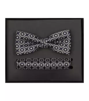 Галстук-бабочка VENTI "Комплект из галстука-бабочки и нагрудного платка VENTI с рисунком", оливковый