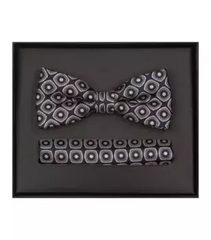 Галстук-бабочка VENTI "Комплект из галстука-бабочки и нагрудного платка VENTI с рисунком", коричневый