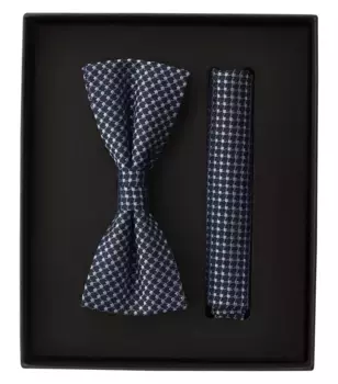 Галстук-бабочка VENTI "Комплект из галстука-бабочки и нагрудного платка VENTI с рисунком", синий