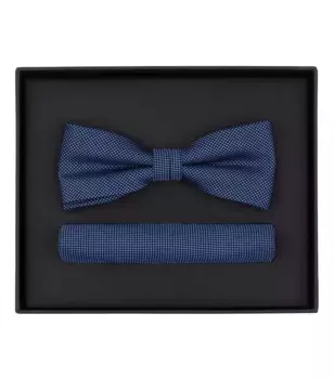 Галстук-бабочка VENTI "Комплект из галстука-бабочки и нагрудного платка VENTI с рисунком", синий