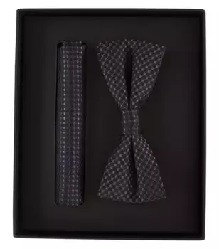 Галстук-бабочка VENTI "Комплект из галстука-бабочки и нагрудного платка VENTI с рисунком", синий