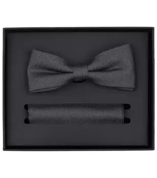 Галстук-бабочка VENTI "Комплект из галстука-бабочки и нагрудного платка VENTI с рисунком", серый