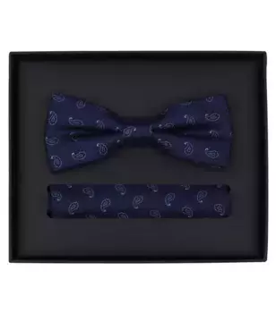 Галстук-бабочка VENTI "Комплект из галстука-бабочки и нагрудного платка VENTI с рисунком", синий