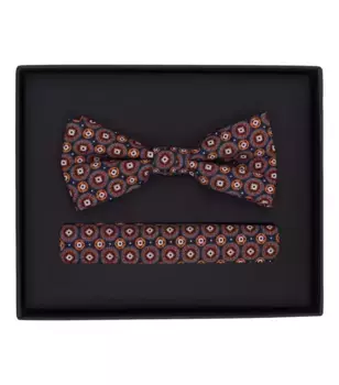 Галстук-бабочка VENTI "Комплект из галстука-бабочки и нагрудного платка VENTI с рисунком", оранжевый