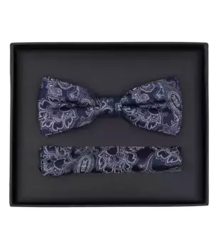 Галстук-бабочка VENTI "Комплект из галстука-бабочки и нагрудного платка VENTI с рисунком", синий