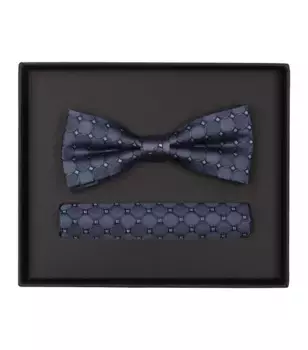 Галстук-бабочка VENTI "Комплект из галстука-бабочки и нагрудного платка VENTI с рисунком", синий